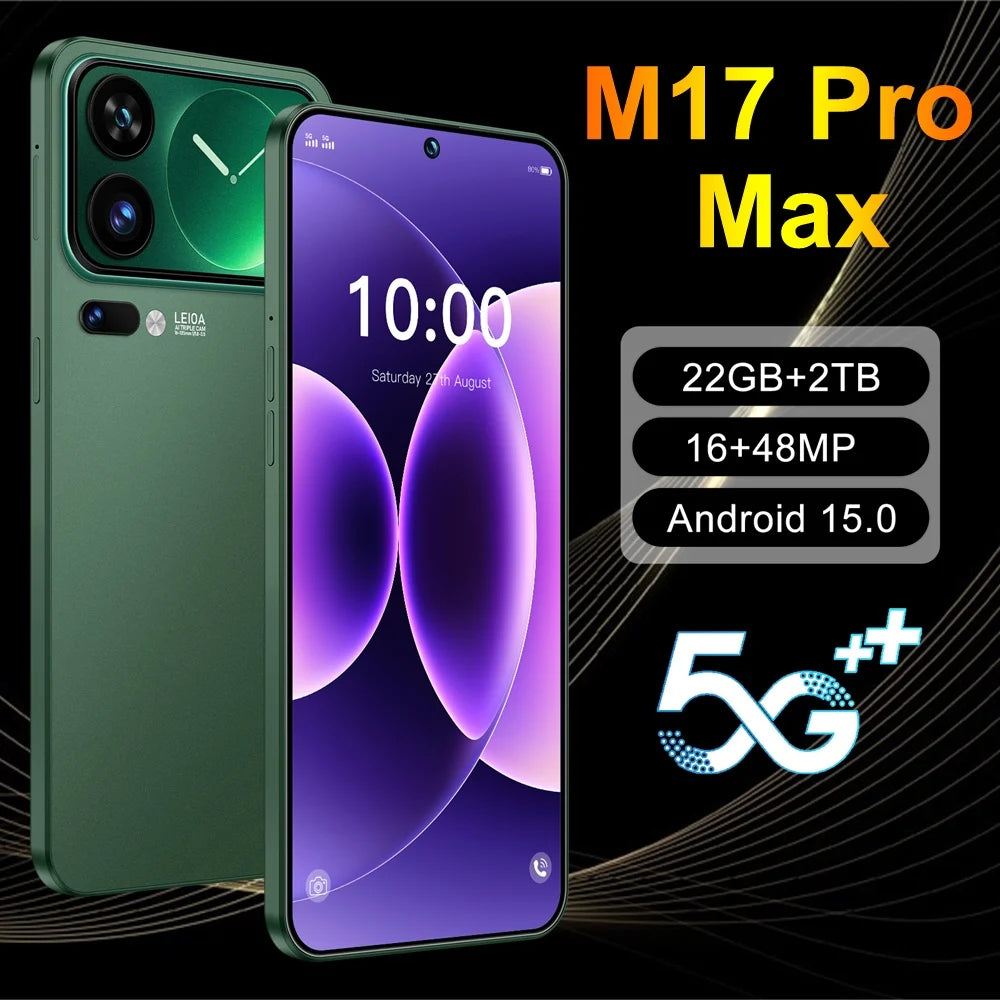 Teléfono Móvil Original HOT M17 Pro Max, Teléfono Celular 5G con Doble SIM, Pantalla HD de 7.3 Pulgadas, Versión Global Android, Batería de 7800 mAh, GPS