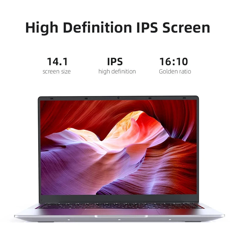 Computadora Portátil Xiaman con Pantalla HD de 14.1 Pulgadas, Windows 11 Pro, Intel Atom A3950, Ligera, para Oficina y Estudio