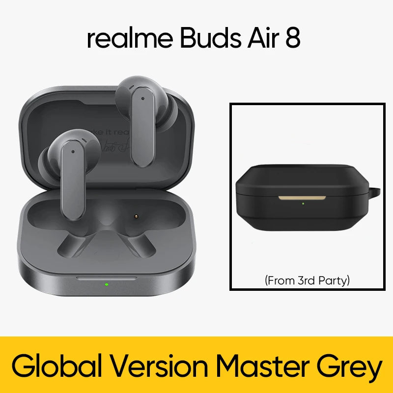 Versión Global realme Buds Air 8, Auriculares Inalámbricos con Cancelación de Ruido Ultra Profunda de 55dB, Bluetooth 5.4, LHDC 5.0, IP55