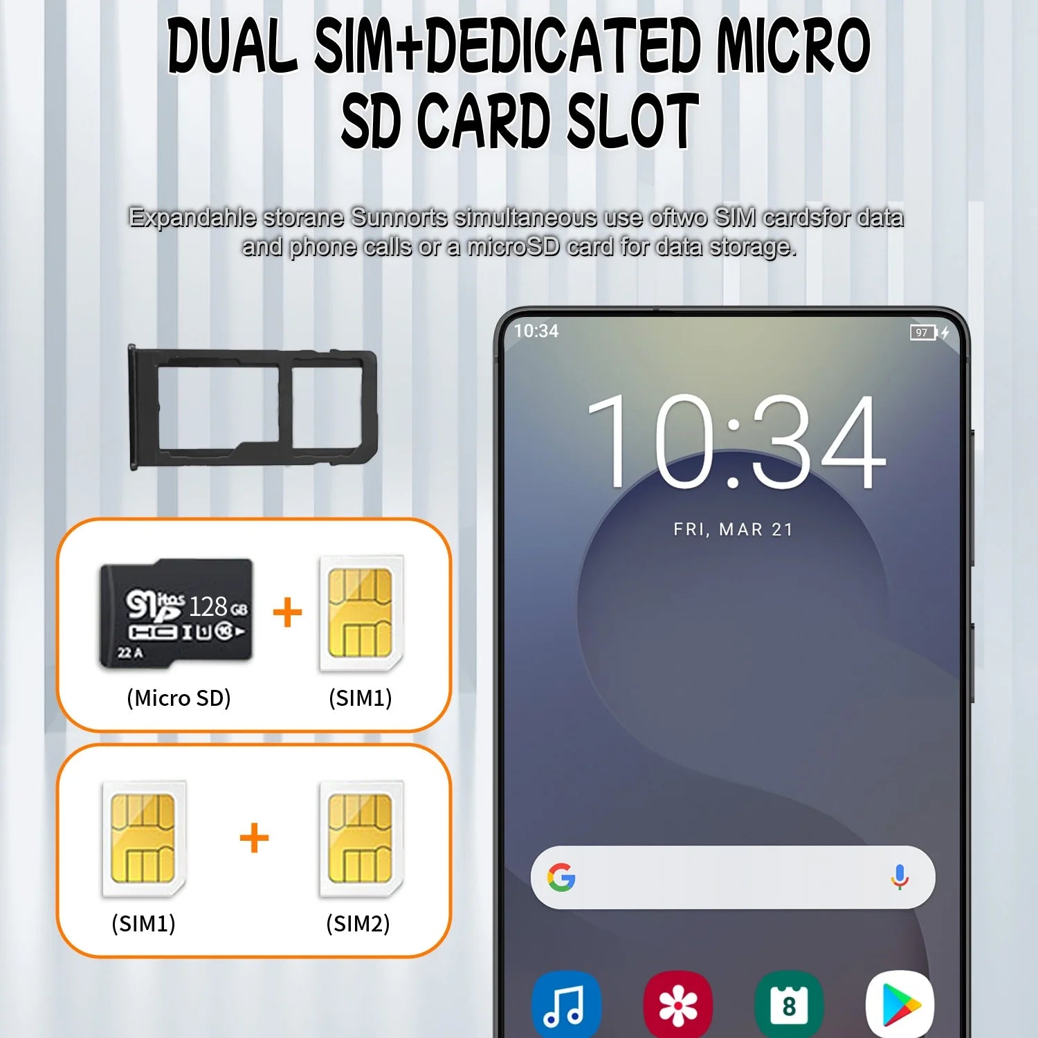 SURGAZE ﻿   Nuevo teléfono inteligente S27 Pro de 6.6 pulgadas, inteligente, 4G 5G, doble tarjeta, doble modo de espera, sistema Android, 12GB+512GB, versión global