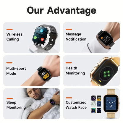 LAXASFIT 2025 nuevo reloj inteligente para hombres y mujeres regalo pantalla completamente táctil reloj deportivo Fitness Bluetooth llamada reloj inteligente Digital