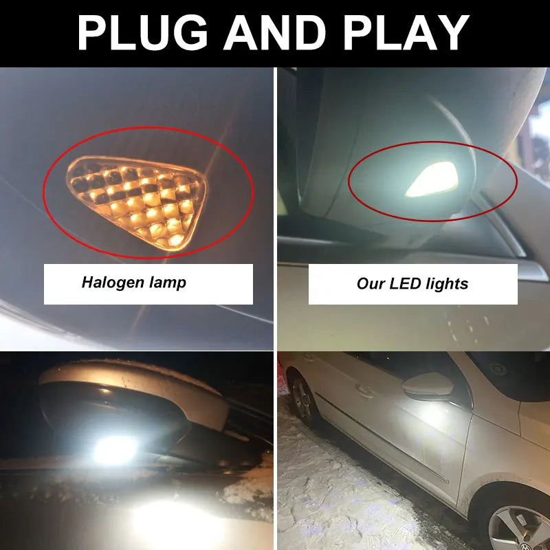 2 uds luz LED para cucharadas debajo de la luz del espejo lateral para VW Scirocco Passat CC 2009 2010 2011 2012 2013 2014 2015 2016 2017 2018 2019