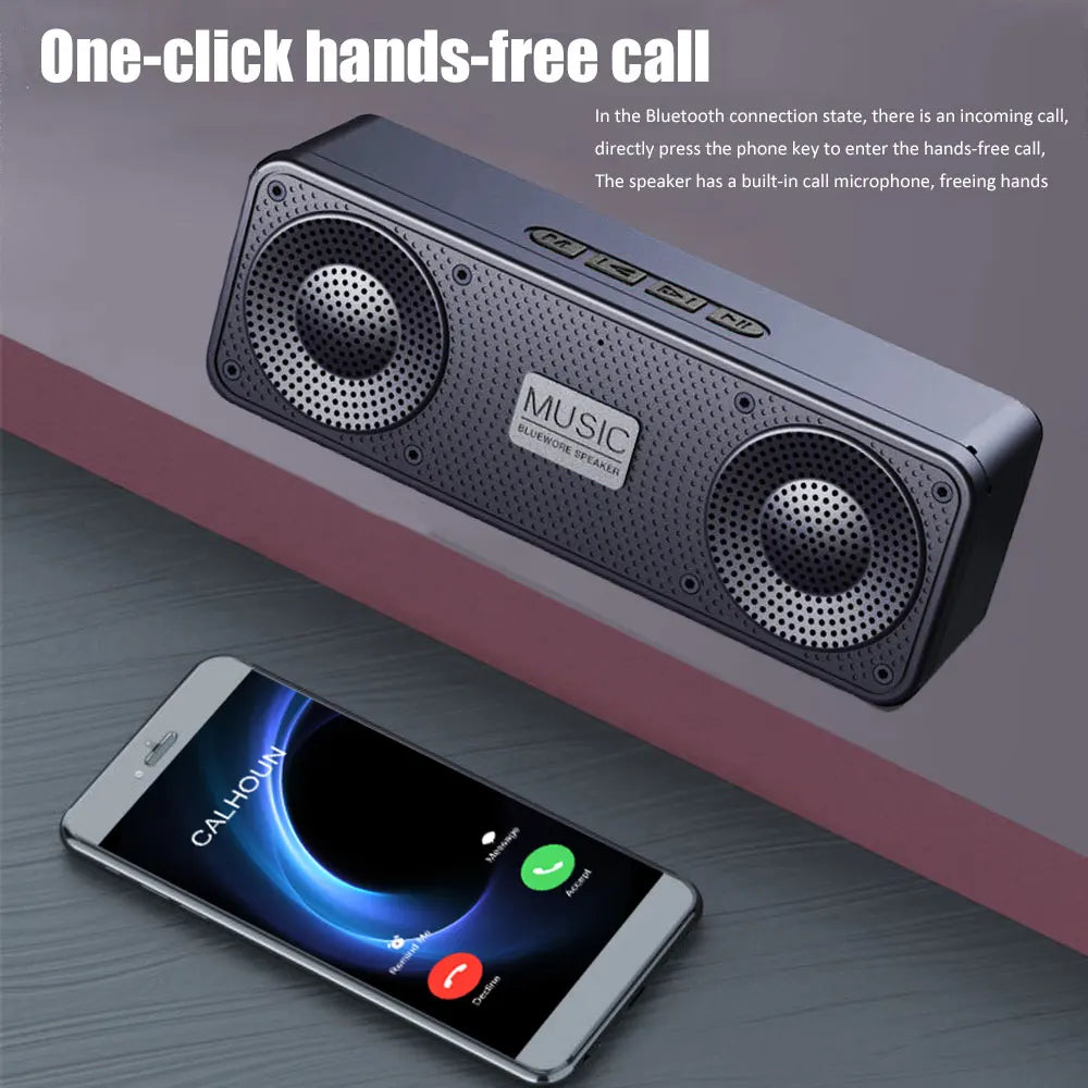 Altavoz Bluetooth S18 con Subwoofer, Radio FM, Batería de 20 Horas, Resistente al Agua, Estéreo para Teléfono/PC, para Exteriores