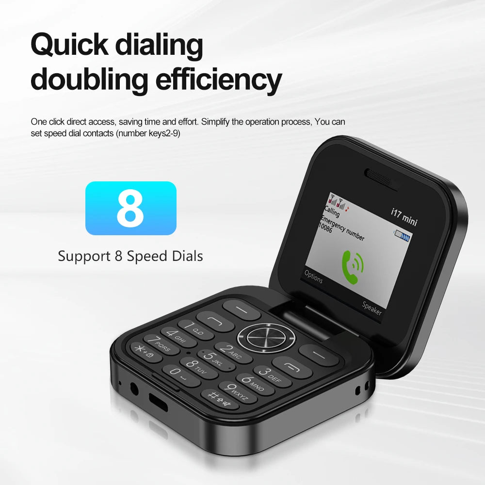 SERVO i17 Mini teléfono móvil plegable, celular con tapa, GSM, 2 tarjetas SIM, Dial de velocidad, Voz Mágica, regalos para niños