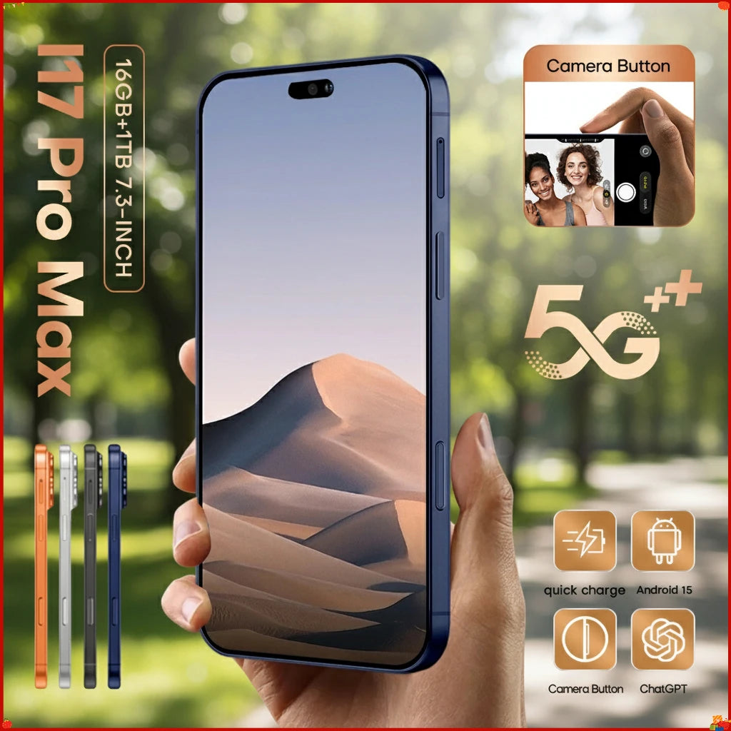 Nuevo Teléfono Inteligente 5G con IA para 17 Pro Max 7.3HD 22G+2TB, Teléfonos Móviles Android con Doble SIM, 7800mAh, Desbloqueado, Versión Global