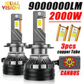 Faros LED H7 H11 de 2000W, 9000000LM, Lámparas LED Canbus para Auto, H1 H4 H8 9005 9006 HB3 HB4 9012 HIR2, Luces Antiniebla para Auto, 3 Tubos de Cobre