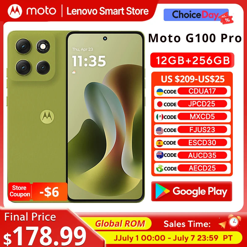 Motorola Moto G100 Pro SmartPhone Dimensity 7300 ROM Global 6,7 pulgadas 1,5 K pOLED 120Hz pantalla 50MP AI cámara 6720mAh teléfono móvil