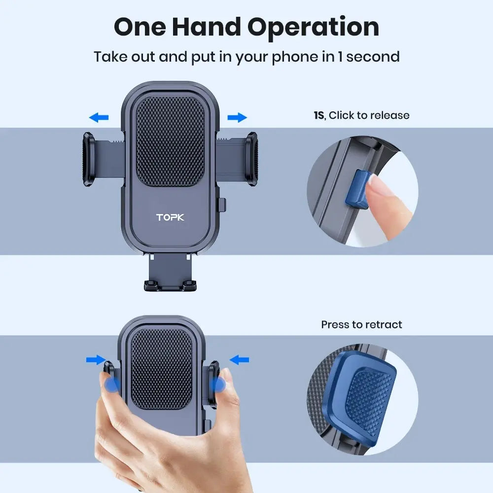 TOPK Soporte para teléfono de automóvil para iPhone [Succión potente] Soporte para teléfono para salpicadero de automóvil Accesorios para automóvil para teléfono inteligente