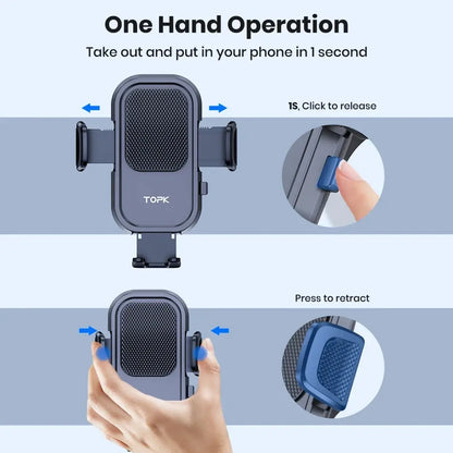 TOPK Soporte para teléfono de automóvil para iPhone [Succión potente] Soporte para teléfono para salpicadero de automóvil Accesorios para automóvil para teléfono inteligente