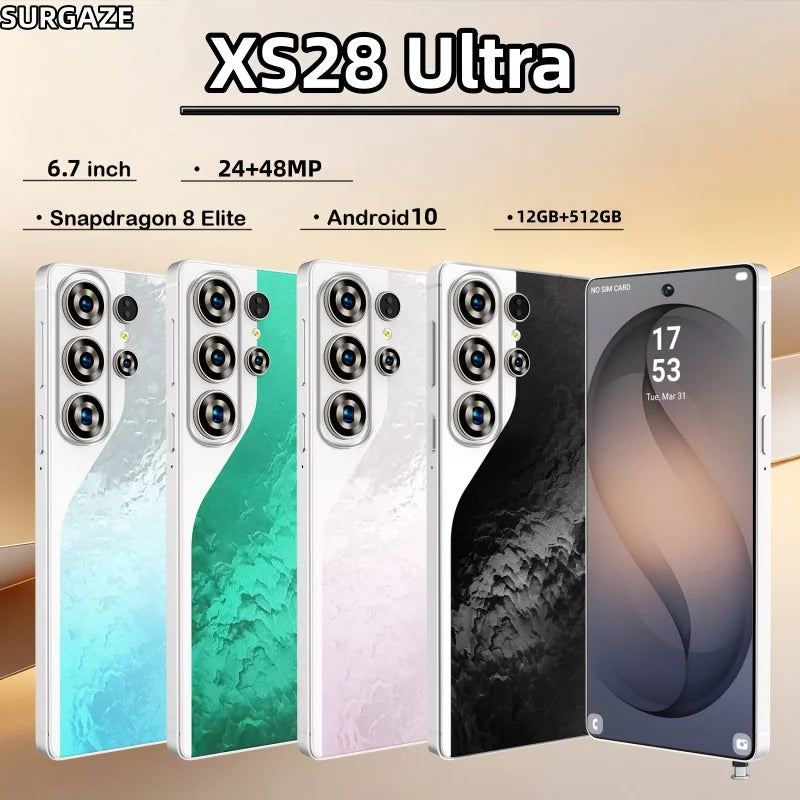 Teléfono Inteligente SURGAZE XS28 Ultra, 4G 5G Dual SIM, Sistema Android, 12GB+512GB, Versión Global, Batería de 6000mAh