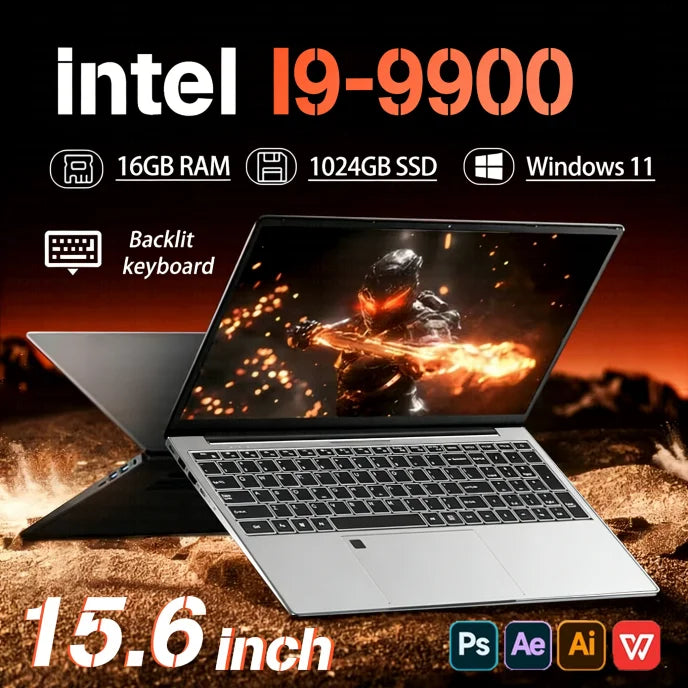 Portátiles de 15 pulgadas con Windows 11 Pro, Intel Core i9-9900, 16 GB de RAM, 1 TB SSD, Office, para juegos, estudio, computadora portátil, PC
