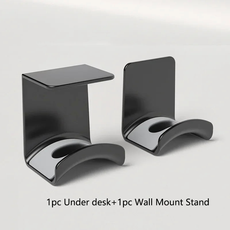 Soporte para auriculares, colgador de montaje en pared debajo del escritorio, soporte para estante de auriculares sin perforar, soporte de exhibición para auriculares