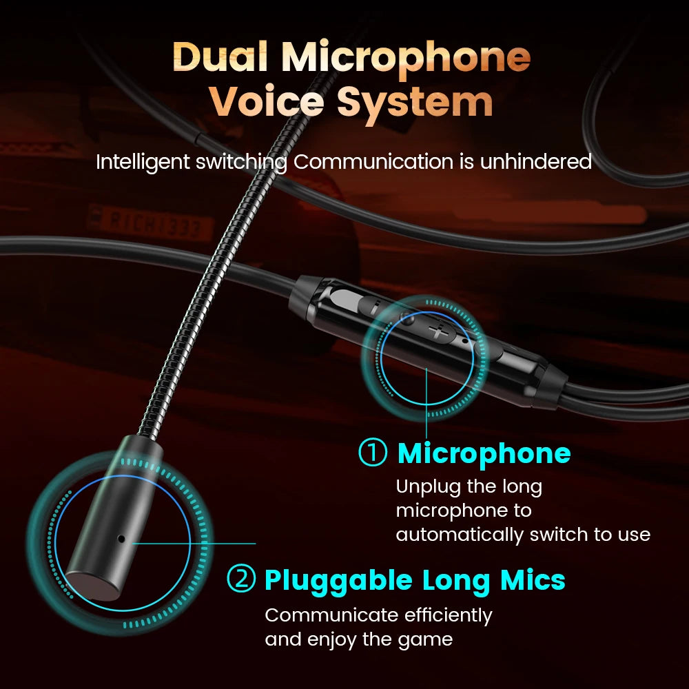 Auriculares con cable tipo C/3,5mm estéreo HiFi auriculares internos con cancelación de ruido auriculares deportivos para juegos con micrófonos duales