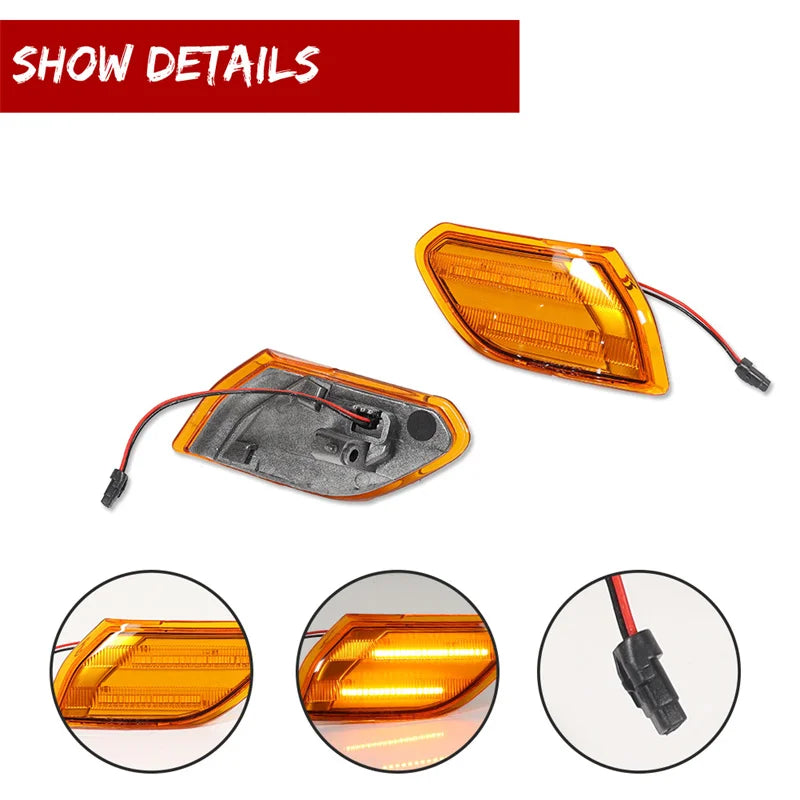 2 uds coche ámbar LED parachoques delantero marcador lateral señal de giro luz intermitente para Jeep Wrangler JL 2018-2021 gladiador JT 20-21