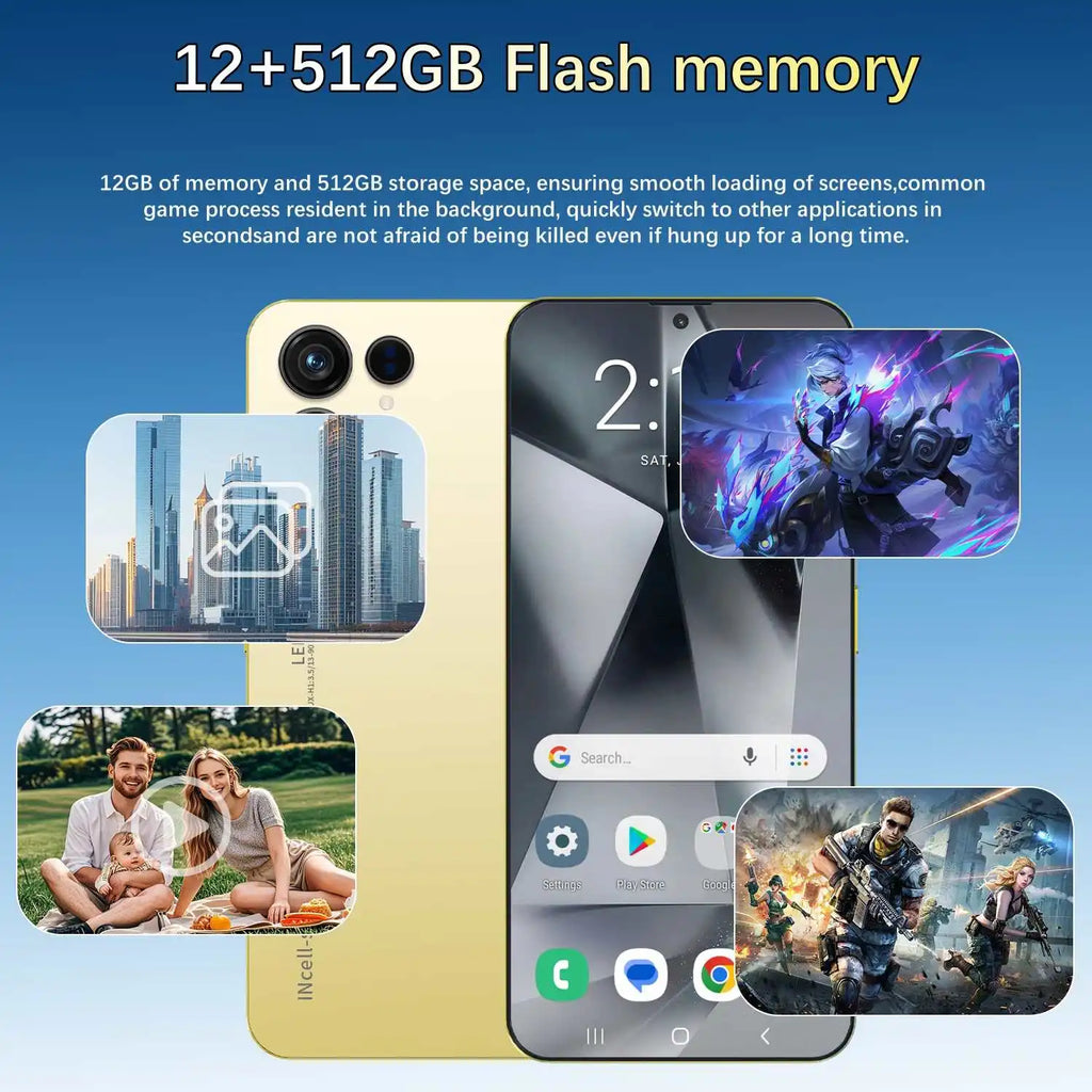 Teléfono inteligente SURGAZE NEW XS24 Ultra de 6.6 pulgadas, inteligente, 4G 5G, doble tarjeta, doble modo de espera, sistema Android, 12GB+512GB, versión global