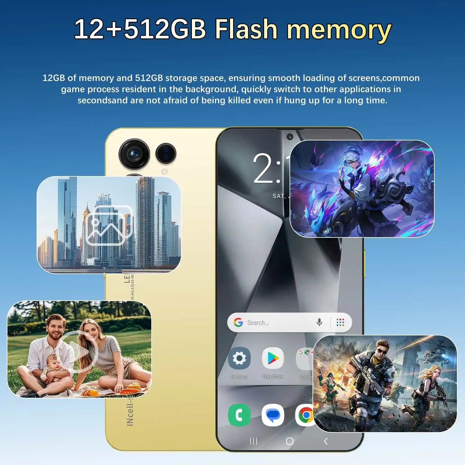 Teléfono inteligente SURGAZE NEW XS24 Ultra de 6.6 pulgadas, inteligente, 4G 5G, doble tarjeta, doble modo de espera, sistema Android, 12GB+512GB, versión global