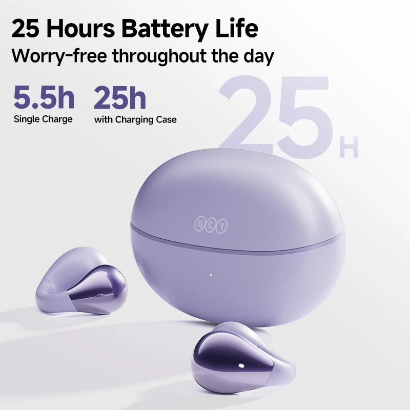 QCY Crossky C30 auriculares con Clip para la oreja Bluetooth 5,4 TWS auriculares deportivos inalámbricos Clip para la oreja abierto 25H batería IPX4 auriculares impermeables