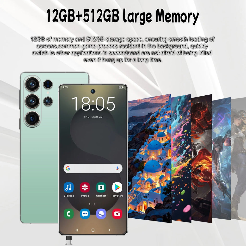 SURGAZE ﻿   Nuevo teléfono inteligente S27 Pro de 6.6 pulgadas, inteligente, 4G 5G, doble tarjeta, doble modo de espera, sistema Android, 12GB+512GB, versión global
