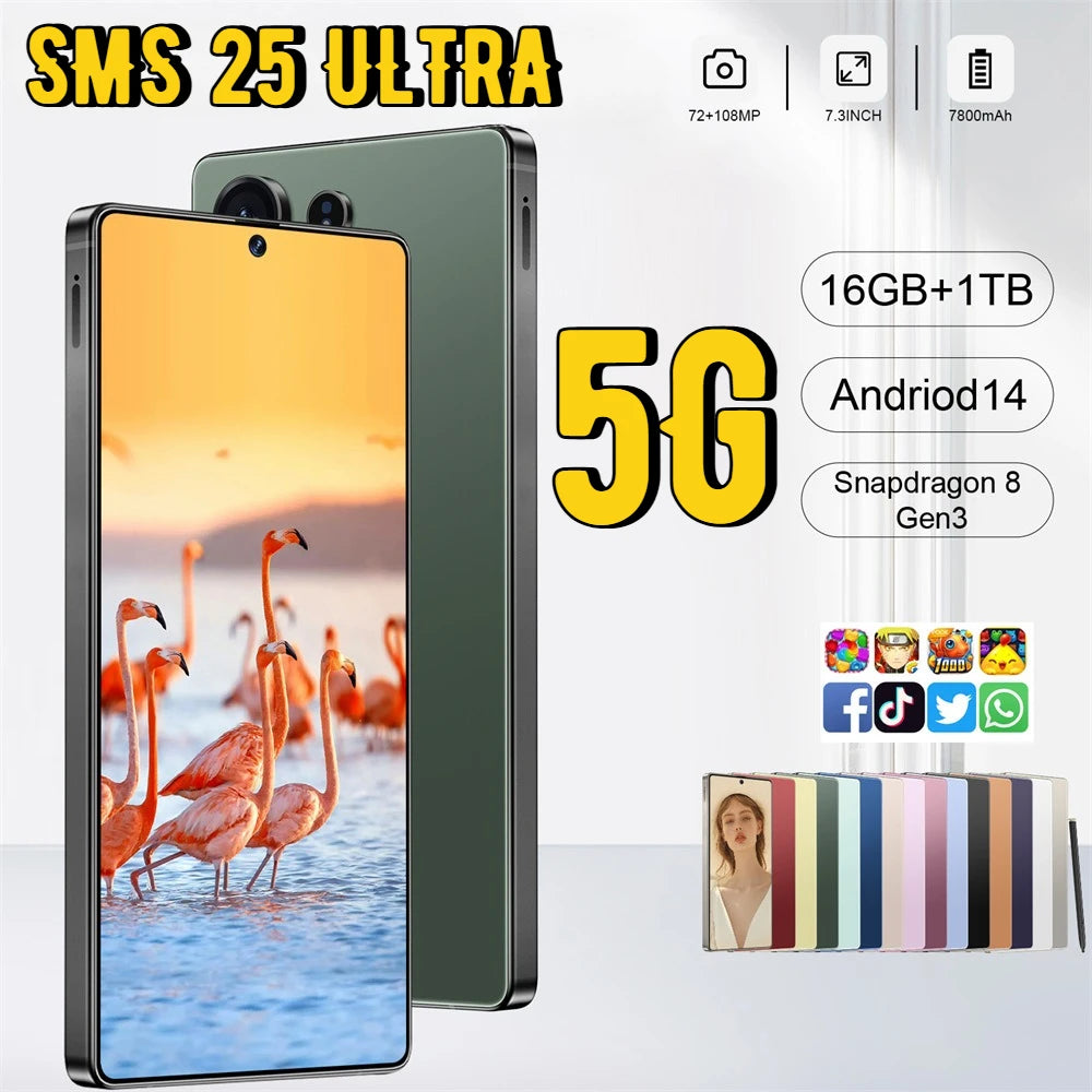 Teléfono Inteligente Original con Android 7.3HD, Snapdragon 8, Gen3, SIM Dual, 4G, 5G, desbloqueado, nuevo, SMS 25 Ultra