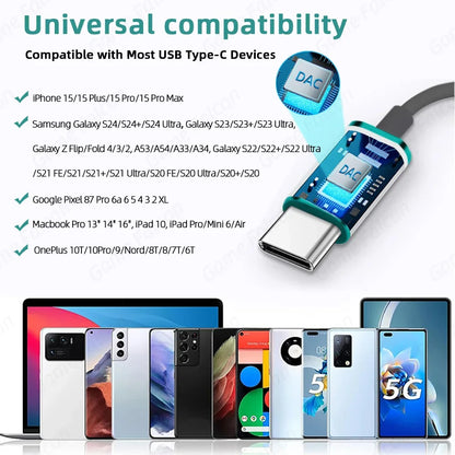 Auriculares USB tipo C HiFi bajo estéreo Control de volumen micrófono 3,5mm auriculares con cable para Galaxy S24 S23 S22 S21 Ultra iPhone 15 Pro Max