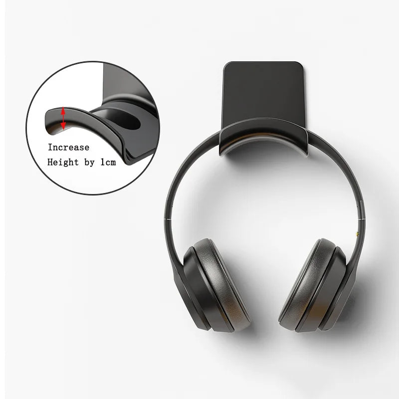 Soporte para auriculares, colgador de montaje en pared debajo del escritorio, soporte para estante de auriculares sin perforar, soporte de exhibición para auriculares