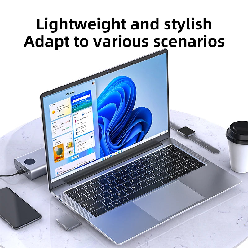 Computadora Portátil Xiaman con Pantalla HD de 14.1 Pulgadas, Windows 11 Pro, Intel Atom A3950, Ligera, para Oficina y Estudio