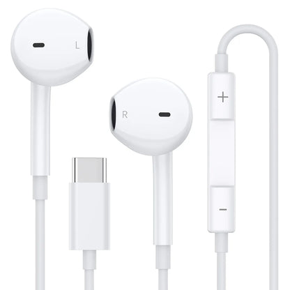 Audífonos USB C para iPhone 17 16 15, Auriculares con Cable Tipo C, Micrófono Integrado y Control de Volumen, Sonido Estéreo HiFi