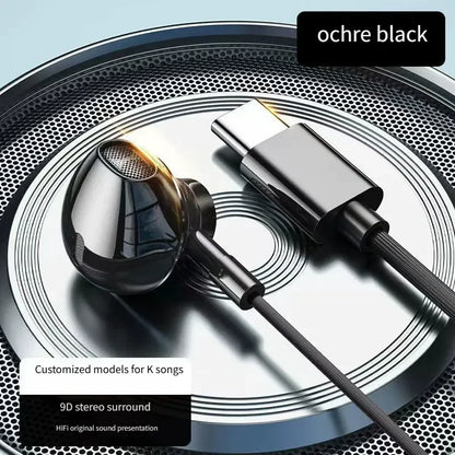 Auriculares USB tipo C HiFi bajo estéreo Control de volumen micrófono 3,5mm auriculares con cable para Galaxy S24 S23 S22 S21 Ultra iPhone 15 Pro Max