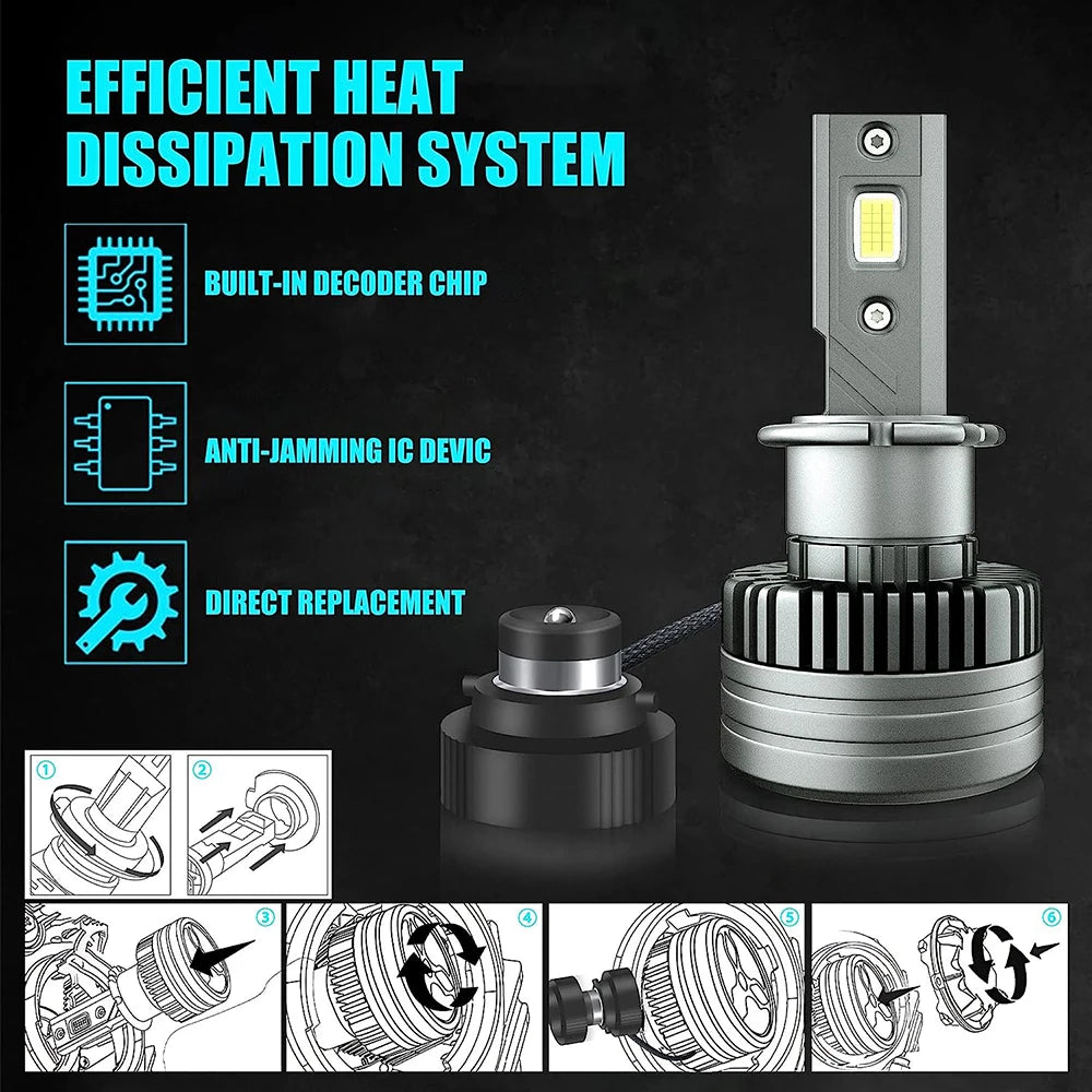 Serie D D1S faros LED para coche bombillas HID D2S D3S D4S D5S 35W luces Turbo 30000LM 6000K lámpara automática CANbus sin errores Plug & Play