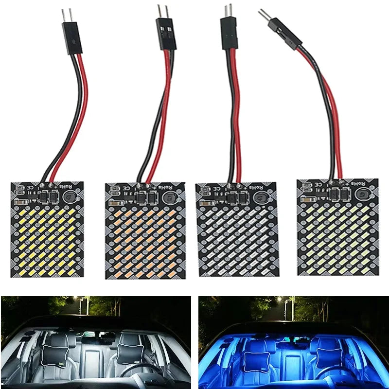 Panel de luz Interior de camión de 12V/24V T10 festón BA9S lámpara de lectura luz de placa 9 48 SMD 2835 bombilla LED de techo C5W adorno blanco azul