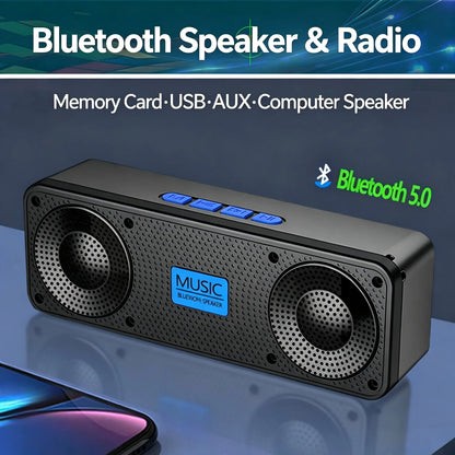 Altavoz Bluetooth S18 con Subwoofer, Radio FM, Batería de 20 Horas, Resistente al Agua, Estéreo para Teléfono/PC, para Exteriores