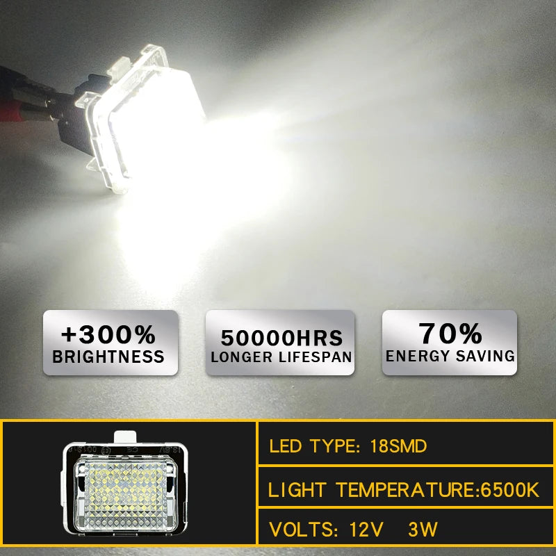 Luz LED de matrícula para Benz Clase C W205 C204 W204 S204 W221 W222 Clase E W212 C207 S212 A207, 2 uds.