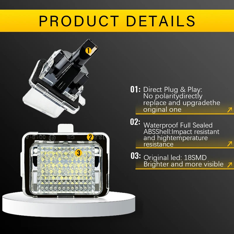 Luz LED de matrícula para Benz Clase C W205 C204 W204 S204 W221 W222 Clase E W212 C207 S212 A207, 2 uds.