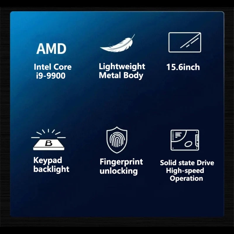 LENO 15,6 "portátil Intel Core i9 9900 32GB 2TB Windows11 ordenador para juegos PC Gamer 5000mAh Oficina Ultra delgado Notebook 1920*1080 HD