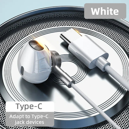 Auriculares USB tipo C HiFi bajo estéreo Control de volumen micrófono 3,5mm auriculares con cable para Galaxy S24 S23 S22 S21 Ultra iPhone 15 Pro Max