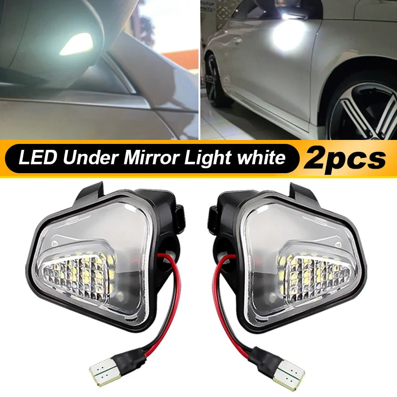 2 uds luz LED para cucharadas debajo de la luz del espejo lateral para VW Scirocco Passat CC 2009 2010 2011 2012 2013 2014 2015 2016 2017 2018 2019
