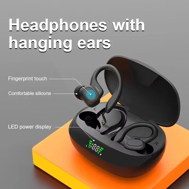 Auriculares inalámbricos deportivos 5,3 con micrófono con cancelación de ruido 75H estéreo HiFi sobre la oreja pantalla LED USB-C IPX6
