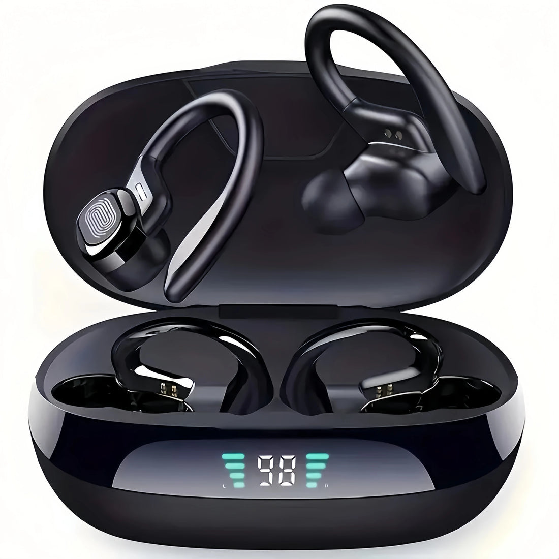 Auriculares inalámbricos verdaderos, auriculares Tws con micrófono, auriculares deportivos con clip, auriculares intrauditivos estéreo con pantalla LED