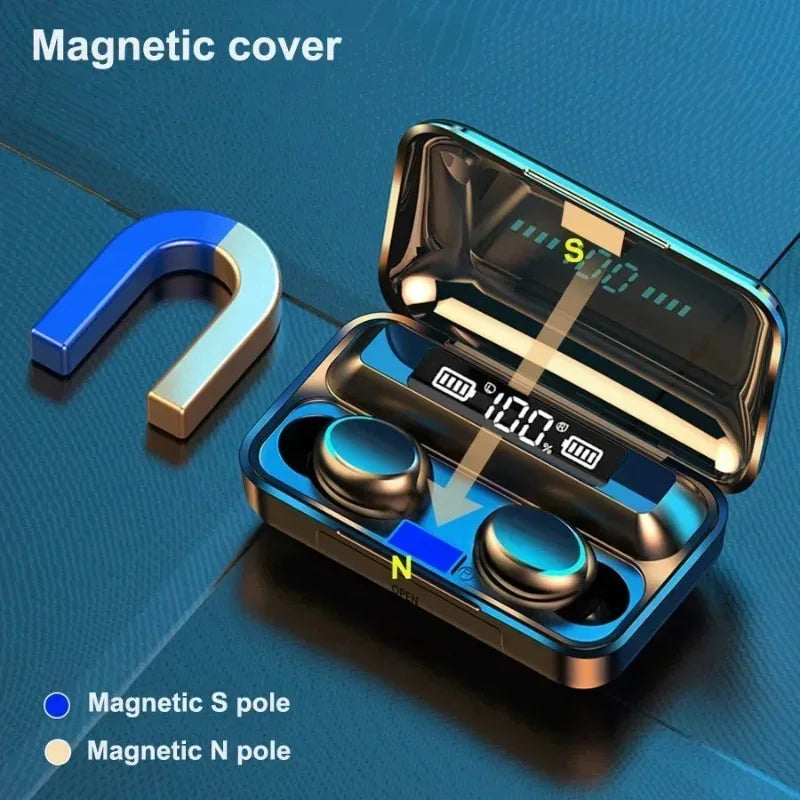 Auriculares inalámbricos TWS con tecnología Bluetooth, cancelación de ruido, sonido estéreo, pantalla LED y micrófono, ideales para practicar deportes.