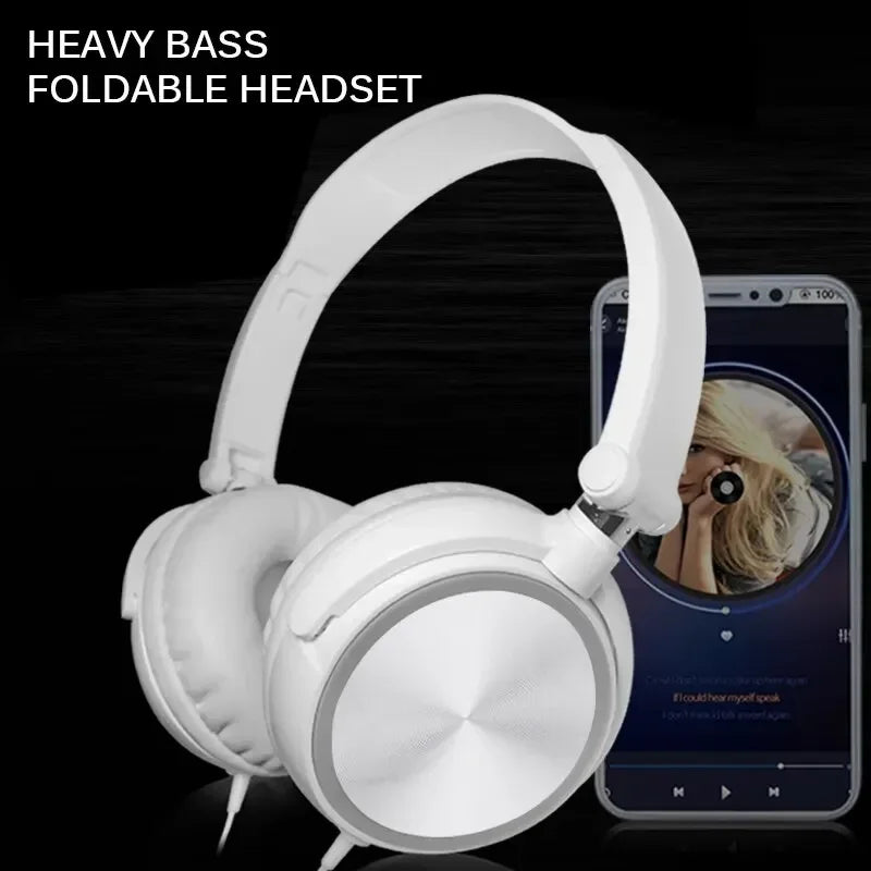 Auriculares con cable estéreo de graves de 3,5mm plegables con micrófono auriculares ajustables adecuados para Pc Mp3 auriculares accesorios de juego