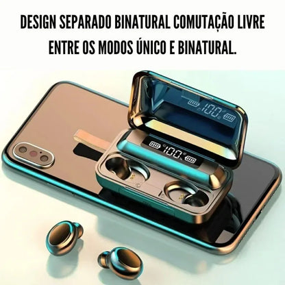Auriculares inalámbricos TWS con tecnología Bluetooth, cancelación de ruido, sonido estéreo, pantalla LED y micrófono, ideales para practicar deportes.