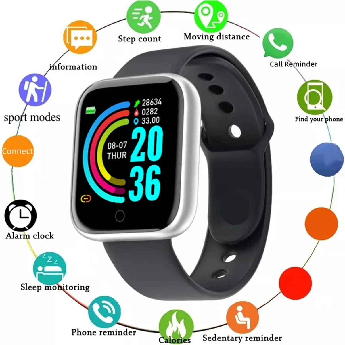 Reloj inteligente para hombre y mujer, pulsera con mensaje, Monitor de Fitness, regalo de cumpleaños, reloj electrónico para Android IOS