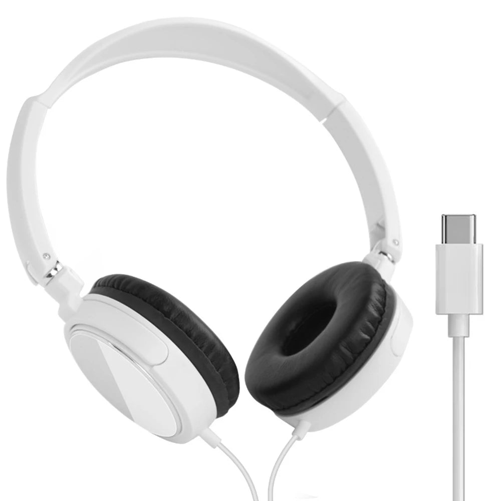 Auriculares con cable con enchufe de 3,5mm/tipo C, auriculares plegables, auriculares estéreo de graves a la moda para música, para PC, MP3, teléfonos inteligentes y tabletas