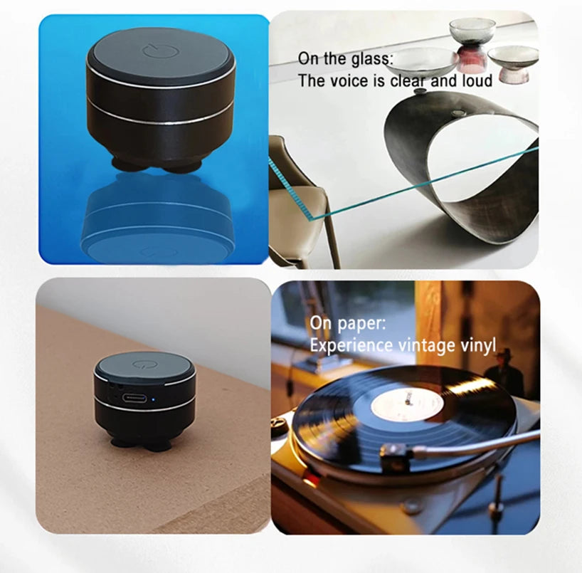 Altavoz Inalámbrico de Conducción Ósea - Montaje con Ventosa, Sonido Hi-Fi TWS con Bajos Mejorados, Lazo de Sujeción, Funciones de Resonancia, Audio Dinámico