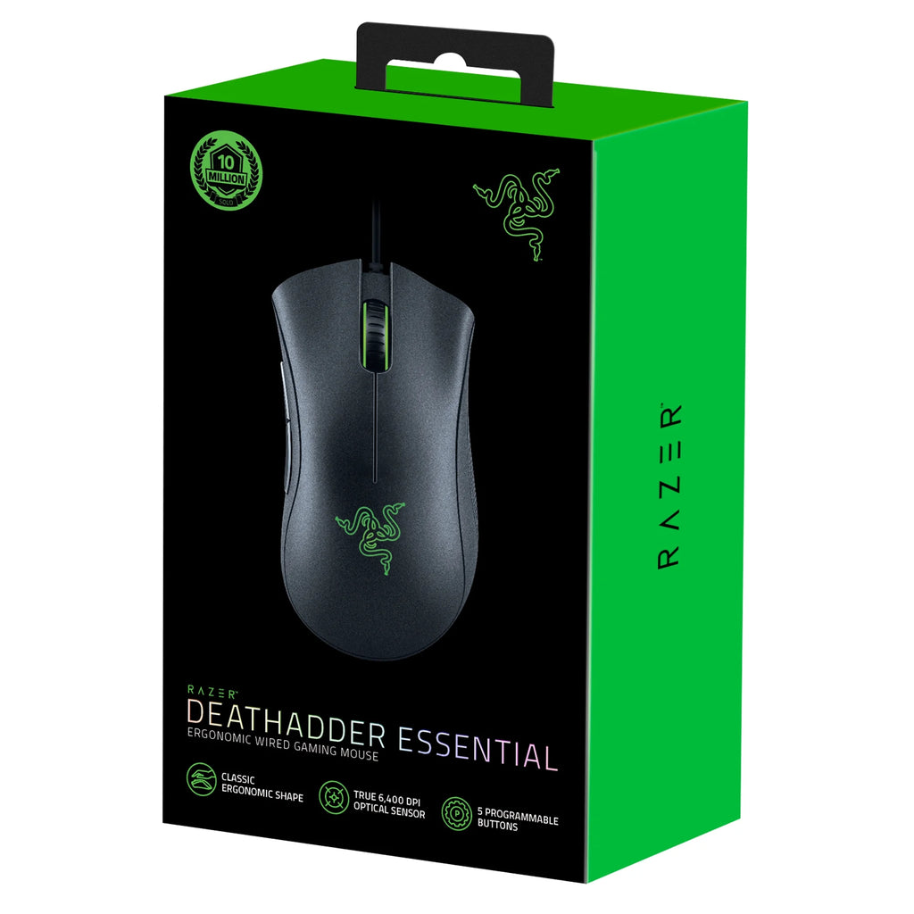 Unleash Your Gaming Potential with the DEATHADDER ESSENTIAL - Ergonomic Wired Gaming Mouse in Sleek Black